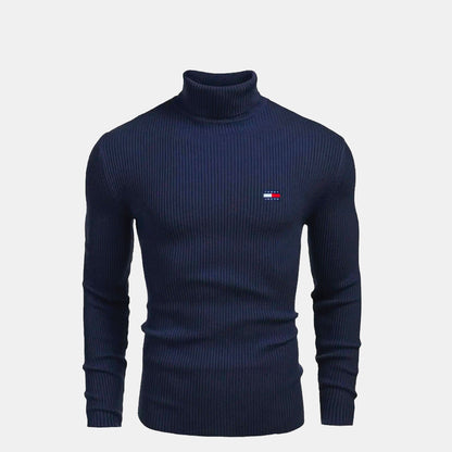 TH Turtleneck Cable-Knit Wool Sweater